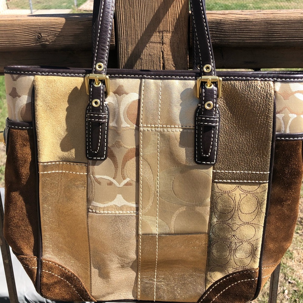 Authentic Coach Patchwork Brown/Gold Bag
